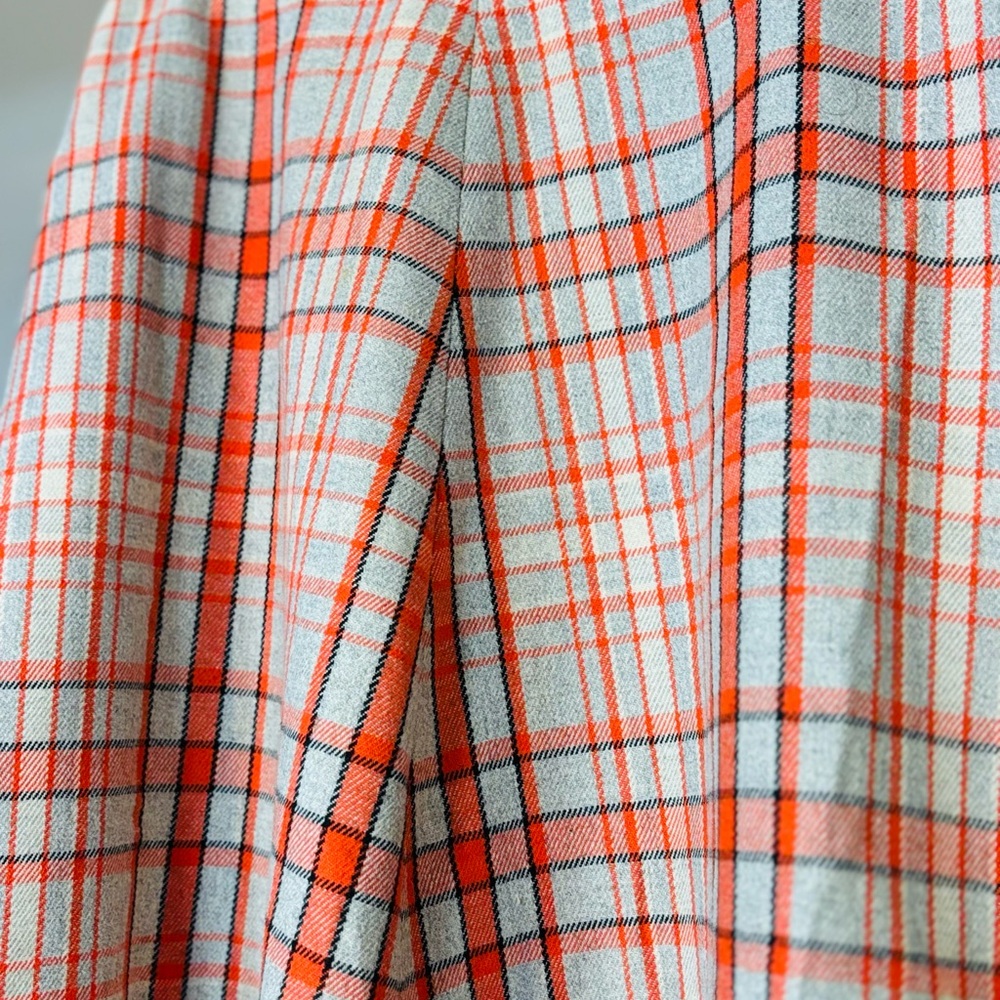 Handmade VTG-Coral and Grey Plaid Midi Skirt - Picture 5 of 10